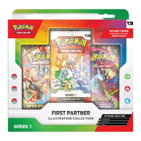 First Partner Illustration Collection Series 1 Pokémon TCG z kartami promo i boosterami Pokémon TCG