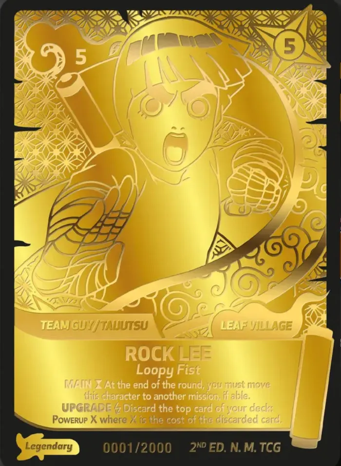 Rock Lee Gold Card Naruto Mythos TCG 2nd Edition