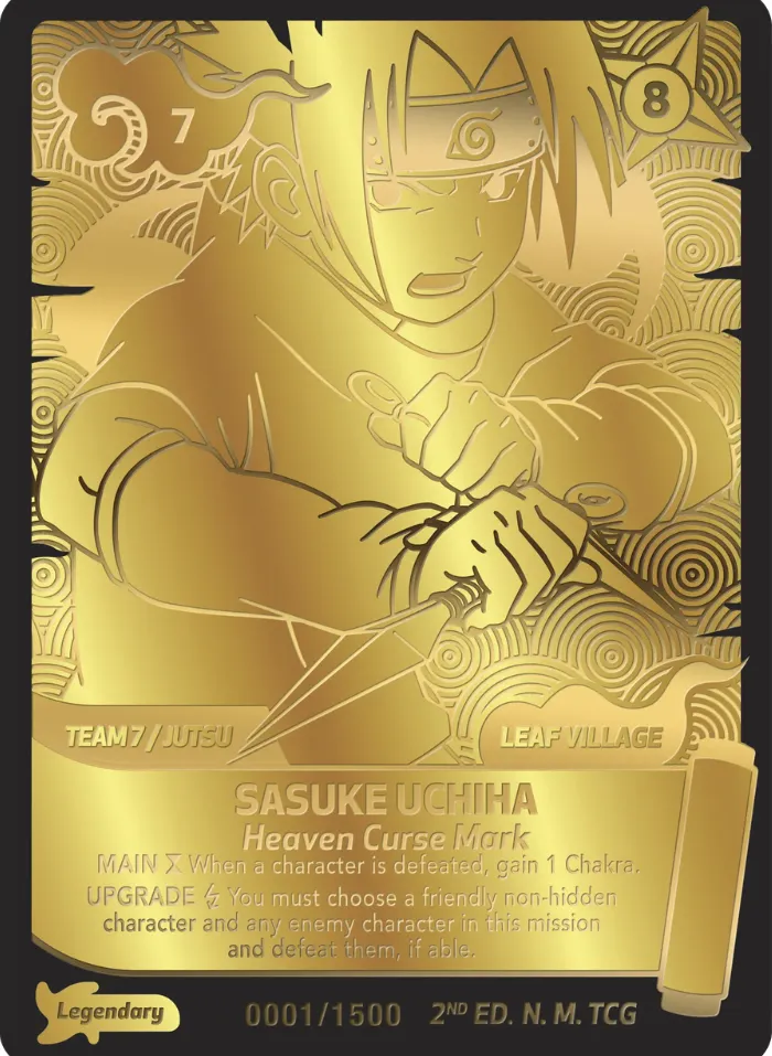 Sasuke Gold Card Naruto Mythos TCG 2nd Edition