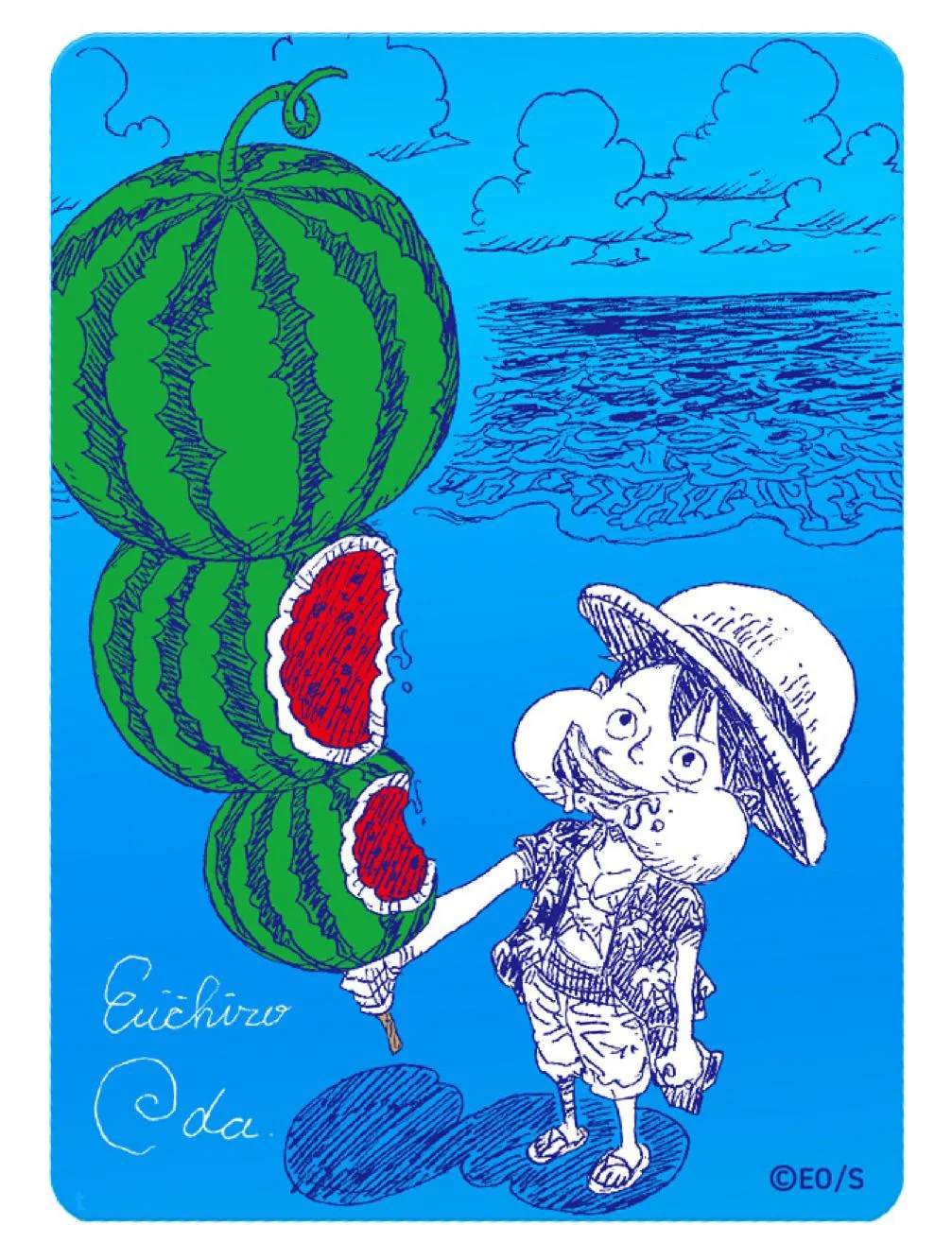 Monkey D. Luffy Watermelon metalowa karta NatsuComi 2026 Eiichiro Oda